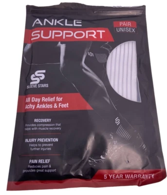 🐞 WHITE Sleeve Stars Ankle Brace Plantar Fasciitis Relief Wrap Support NEW OPEN - Image 1 of 4