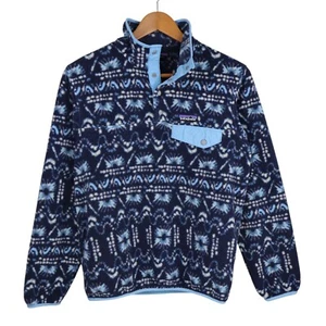 Patagonia Aztec Tribal Synchilla Snap-T Pullover Fleece Jacket Womens XXS Blue - Picture 1 of 8
