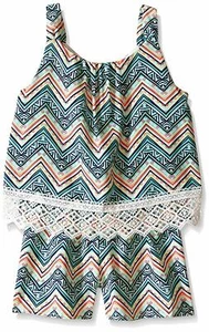 My Michelle Girls' Sleeveless Romper, Multi, Small - Picture 1 of 2