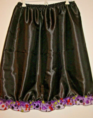 万圣节黑色缎面半滑紫色闪光圆点装饰 26"-52" Sissy-XXL 1X 全新 — 第 1/3 张图片