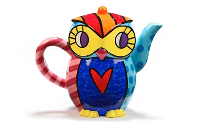 ROMERO BRITTO LARGE TEAPOT OWL ** NEW **  - Image 1 of 2