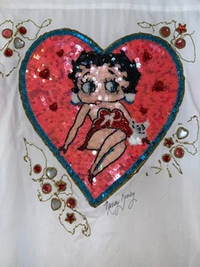 VINTAGE BETTY BOOP BLINGED OUT ORNATE AUTOGRAPHED 2X WOMAN SHIRT MADE IN USA - Picture 1 of 7