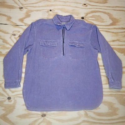 Camisa Chaqueta Eddie Bauer Pana Mujer Grande Desteñida Púrpura 1/2 Cremallera Manga Larga Foto 1 de 4