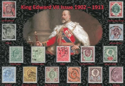 KEVII КОРОЛЬ ЭДВАРД VII КРАСИВЫЙ ДИСПЛЕЙ 1902 - 1913 ВЫПУСК КОМПЛЕКТ VFU GU #5 - Изображение 1 из 2