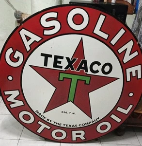 Texaco Motor Oil Pure Porcelain Enamel Heavy Metal Sign 48 Inches Double side - Picture 1 of 24