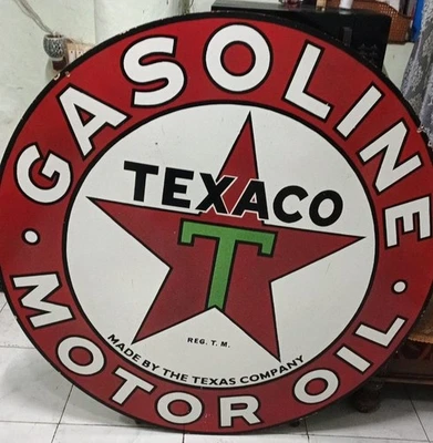 Texaco Motor Oil  Pure Porcelain Enamel Heavy Metal Sign 48 Inches Double side - Image 1 of 4