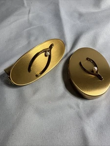 Kotler and Kopit Mirror Powder Gold Tone Compact W/ Pearls. Lipstick& Mirror - Picture 1 of 8