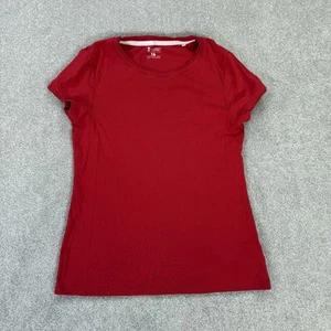 TU Ladies T Shirt Red Uk 16 100% Cotton Short Sleeve Casual Plain Crew Neck VGC - Picture 1 of 13