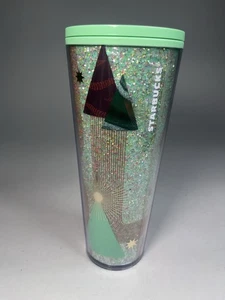 Starbucks 2020 Noël Noël Noël Glitter Tree 24 oz Venti Tumbler vert menthe - Photo 1/8