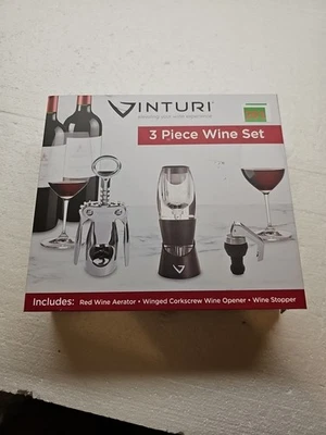 Винный инструмент Vinturi 3 штуки с винным аэратором, открывалкой для вина и пробкой НОВЫЙ  - Изображение 1 из 4