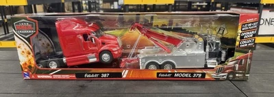 PETERBILT 379 TOW TRUCK & 387 TRUCK TRACTOR 2 PC SET 1/32 BY NEW RAY SS-12053 A - Image 1 of 3