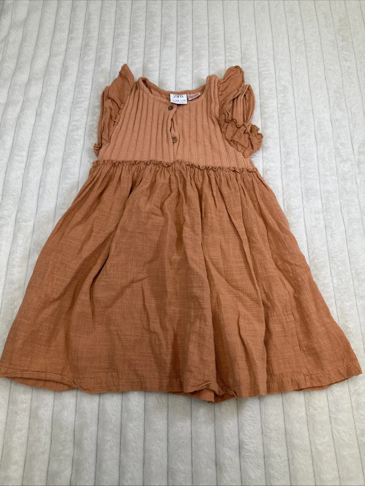 Коричневое платье без рукавов для девочек Zara размер 4-5 - Изображение 1 из 4