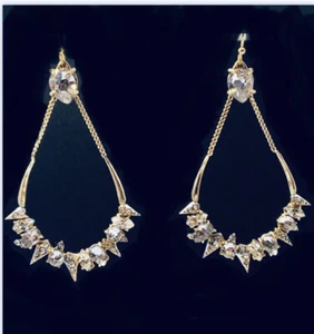 New Alexis Bittar Silver Crystal Futurist TearDrop Earrings Silver Thorn Mosaic - Picture 1 of 10