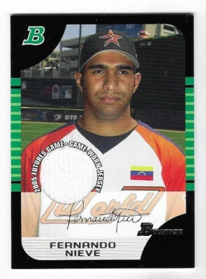 2005 Bowman Draft Futures Game Jersey Relics #128 Fernando Nieve Milwaukee - Image 1 of 2