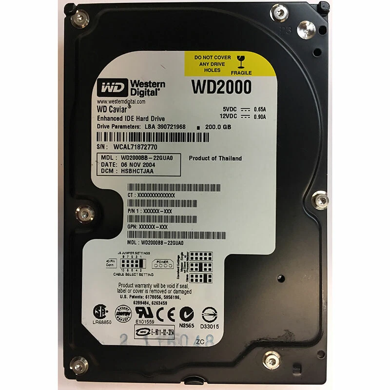 WD2000BB-22GUA0 - Western Digital 200GB 7200 RPM IDE 3.5" HDD - Image 1 of 1
