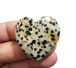 68 Ct Ultimate A+ Dalmatian Jasper Heart Shape Ethical Gemstone Cabochon Jewelry - Picture 1 of 7