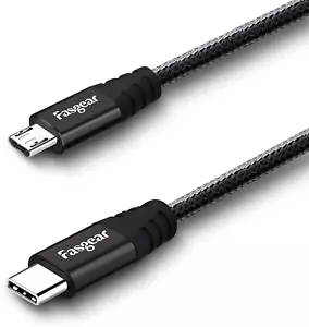 USB C to Micro USB Cable 30Cm Nylon Braided Type C to Micro USB Cord Compatible - Picture 1 of 12