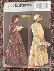 Butterick 3992 Historical Reenactments Prairie Civil War Dress & Bonnet 12-16 FF - Picture 1 of 3