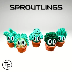 Sproutlings Cute 3D Printed Plant Pals - Set of 5 - Picture 1 of 8