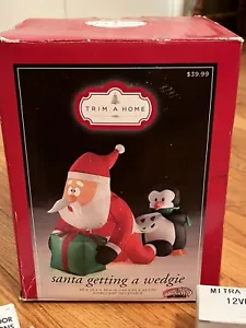 Gemmy Trim A Home 4ft Santa & Penguin Wedgie Christmas Airblown Inflatable Decor - Picture 1 of 11