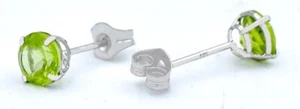 GENUINE 1.66 Cts PERIDOT STUD EARRINGS 14K WHITE GOLD - Free Appraisal - Picture 1 of 6