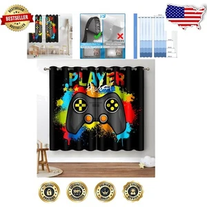 Colorful Gamepad Drapes - 70% Blackout Grommet Curtains for Gamer Rooms - Picture 1 of 9