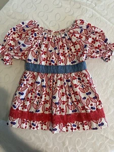 Matilda Jane Hello Lovely Red Floral Crimson Cutie Top Size 6 4th of July - Picture 1 of 4