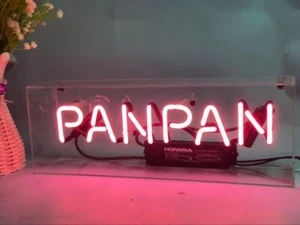 PANPAN Neon Sign Light Acrylic Box Home Room Lamp Decor Handmade Real Glass Art - Picture 1 of 5