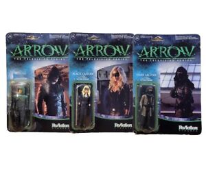 3 ARROW The TV Series 4" ReAction Figures (Arrow-Black Canary-Dark Archer), New 