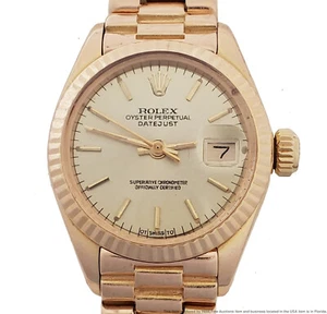 Reloj de pulsera Rolex President Datejust 6917 genuino de oro rosa de 18 quilates para dama - Imagen 1 de 8