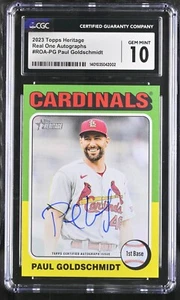 2023 Topps Heritage Real One Auto ROA-PG Paul Goldschmidt CGC Gem Mint 10/10 - Picture 1 of 2