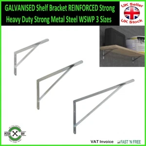 GALVANISED Shelf Bracket REINFORCED Strong Heavy Duty Strong Metal Steel WSWP - Picture 1 of 4