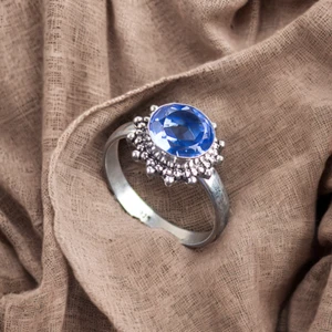 Tanzanite Gemstone 925 Sterling Silver Ring Handmade Jewelry Ring For Gift - Picture 1 of 3