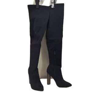 Boohoo Black Microfiber Above The Knee Boot Women's SZ US 8.5 EUR 39 UK 6 - Picture 1 of 9