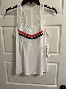 Lucky In Love Women’s Shadow Play Razorback Tennis Tank Size L Color White - Picture 1 of 2