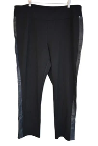 EILEEN FISHER Black Lambs Leather Side Stripe Ponte Knit Flare Crop Pants 1X 18W - Picture 1 of 10