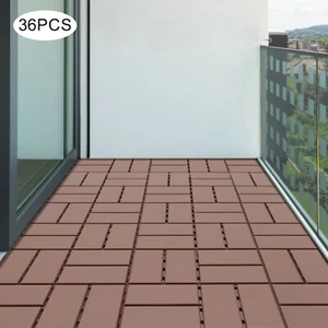 36Pcs Anti Warping Interlocking Wood Flooring Patio Deck Tiles Outdoor Balcony - Picture 1 of 15