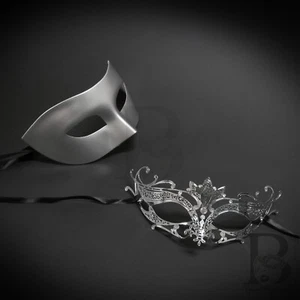 Maschera Mascherina per Coppie Argento Lusso Coppie Veneziane Maschere W7344, M33144 - Foto 1 di 4