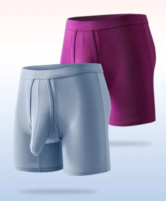 Men's Solid Color Boxer Briefs Sport Underwear U Bag Separetion Boxers Comfort - Image 1 of 4