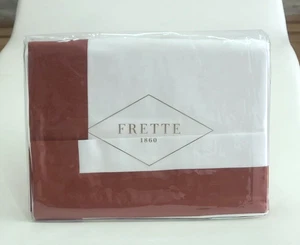 Frette Bold Queen Sheet Set Milk/Sunset Red 100% Cotton Sateen Made Italy - Picture 1 of 10
