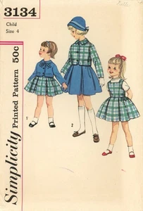Simplicity 3134 Square Neck, Pleated Jumper or Dress & Jacket Sz 4 INCOMPLETE - Picture 1 of 5