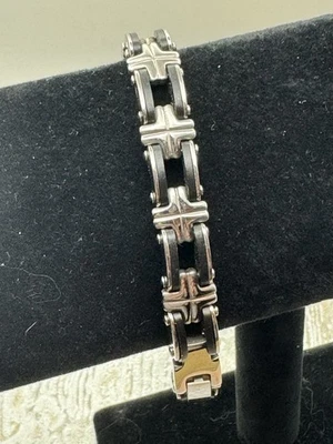 "Pulsera de motociclista de 8"" de acero inoxidable y goma negra para hombre Exotic Jewelry Company" Foto 1 de 4