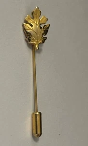 Elegant 2” Tall Leaf Design Gold Tone Stick Pin - Picture 1 of 3