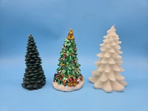 Candele a forma di albero di Natale lotto di 3 vintage - Foto 1 di 5