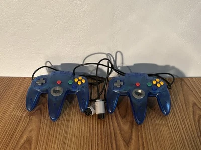 Lot of 2: Official OEM Nintendo 64 N64 Ice Blue Clear Controller- No Joysticks - Image 1 of 4