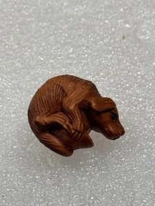 Rare Vintage Antique Chinese Carved Dog Nut Bead Marked - Picture 1 of 15