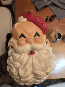 Vintage Schaumstoff Styropor Weihnachtsmann Kopf Gesicht Weihnachtsdeko Türhänger 18" 50’er - Bild 1 von 11