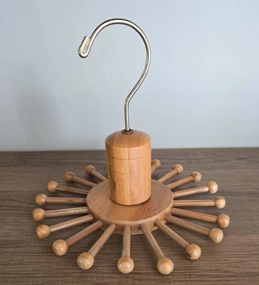 复古竹制领带架围巾腰带收纳壁橱衣架 — 第 1/4 张图片