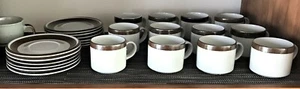 Vintage ARABIA of FINLAND KARELIA Pottery Coffee/Tea Cup & Saucer Set of 12 - Picture 1 of 10