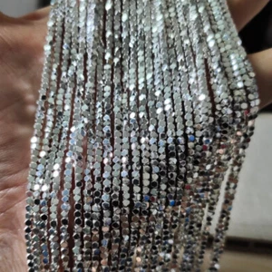 Cuentas cubo de hematita de plata brillante corte diamante pequeño de 2 mm para hacer joyas - Imagen 1 de 6